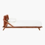 ACACIA-WOODEN PLATFORM BED w/ LEATHERETTE HEADBOARD - Image 3