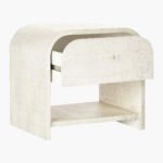 ASH-WHITE LACQUERED LINEN NIGHTSTAND WITH DRAWER - Image 4