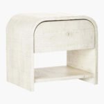 ASH-WHITE LACQUERED LINEN NIGHTSTAND WITH DRAWER - Image 3