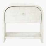 ASH-WHITE LACQUERED LINEN NIGHTSTAND WITH DRAWER - Image 2