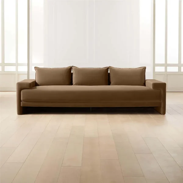 DUNE-BROWN VELVET 3 SEATER SOFA