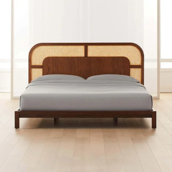ROCCO-WOOD AND RATTAN KING SIZED BED