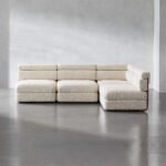 TOKI-4-PIECE L-SHAPED IVORY BOUCLE SECTIONAL SOFA