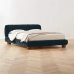 VALENCIA-BLUE VELVET UPHOLSTERED QUEEN BED