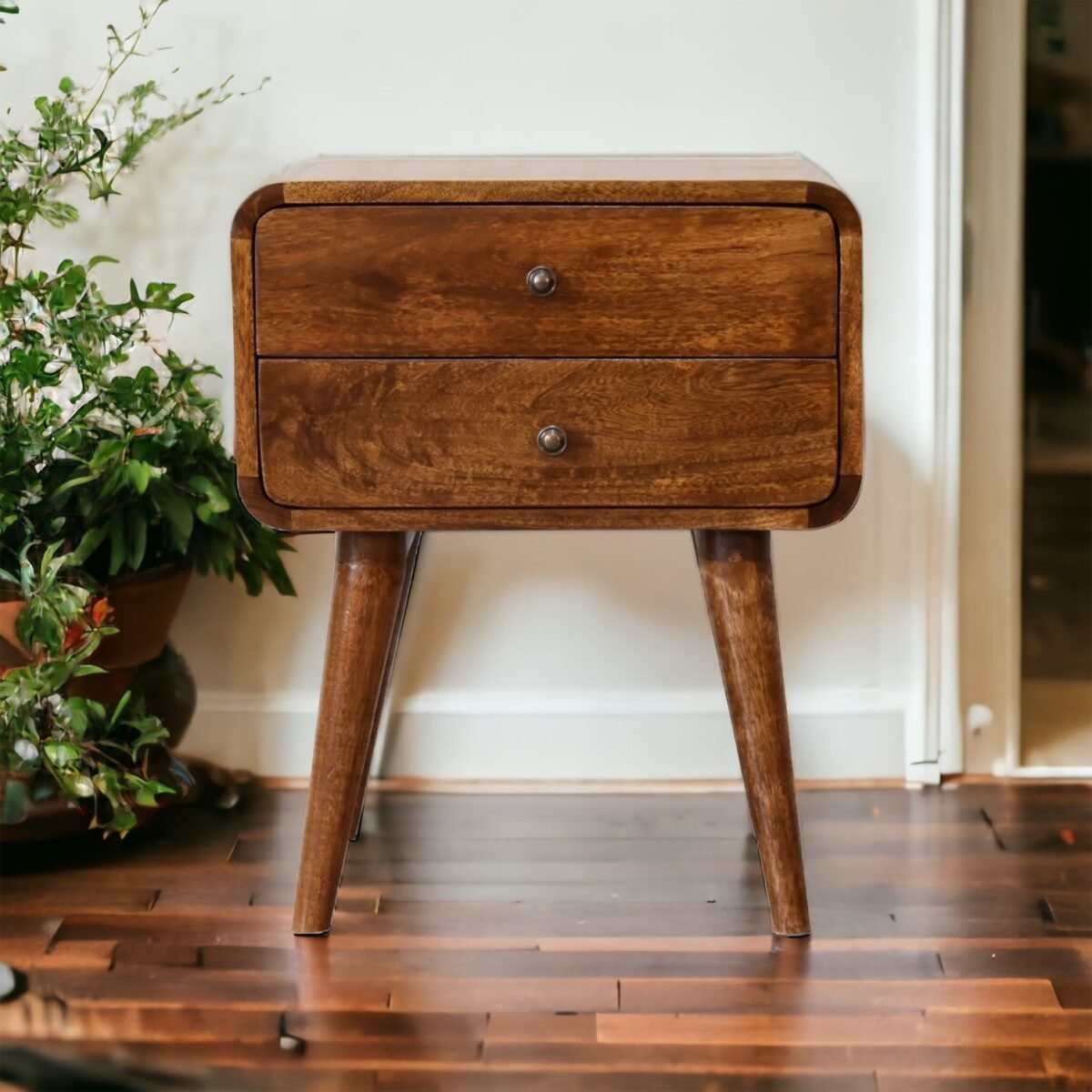 Mid Century Curved Bedside Table - Image 1