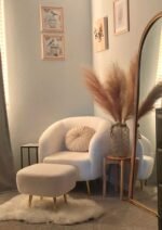 Alena-Boucle Accent chair with Footrest - Image 3