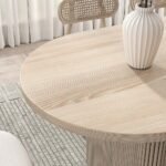Sandy-Japandi Dining Table with 6 Rattan chairs - Image 5