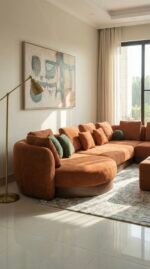The Terracotta Boucle 7 Seater L Shaped Modular Sofa - Image 6