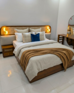 DEVON RATTAN BED WITH SIDE TABLES