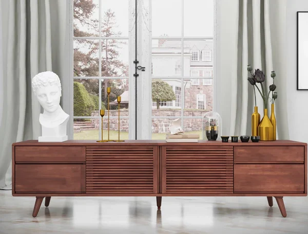 The Rumi Slatted Media Console